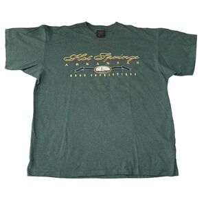 Vintage tourist travel Hot Springs Arkansas single stitch Striped T-Shirt Sz XL